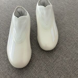 adidas Kids White Slip-On Soccer Cleats